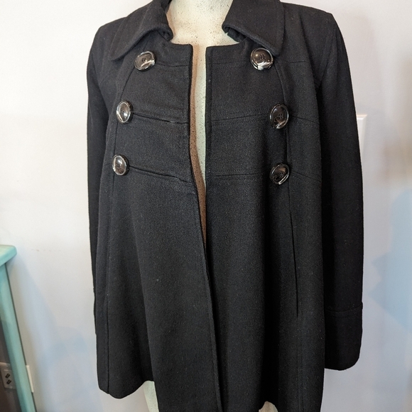 Black swing coat, wool blend woman's Size Medium - Picture 4 of 12